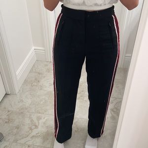 Black Trousers With Red & White Side Stripes